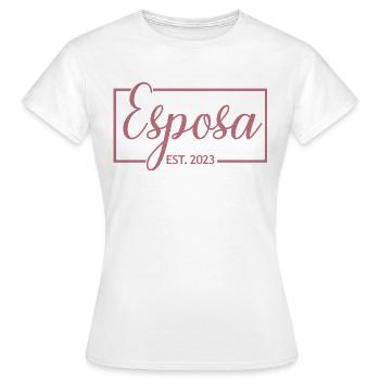 Esposa Est. 2023 Ehefrau wird Braut Paar Hochzeit - Frauen T-Shirt - Weiß - Vorne - AI Model Female 172 dark (172cm)
