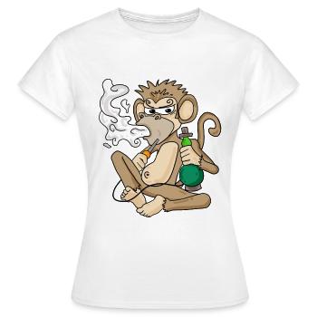 Shisha water pipe smoking monkey - Women's T-Shirt - white - Front - AI Model Female 172 dark (172cm)