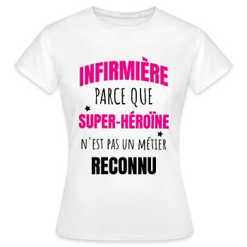 Infirmière Humour Super Héroïne - T-shirt Femme - blanc - Devant - AI Model Female 172 dark (172cm)