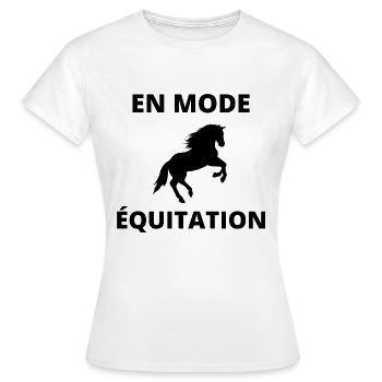 En mode équitation - T-shirt Femme - blanc - Devant - AI Model Female 172 dark (172cm)