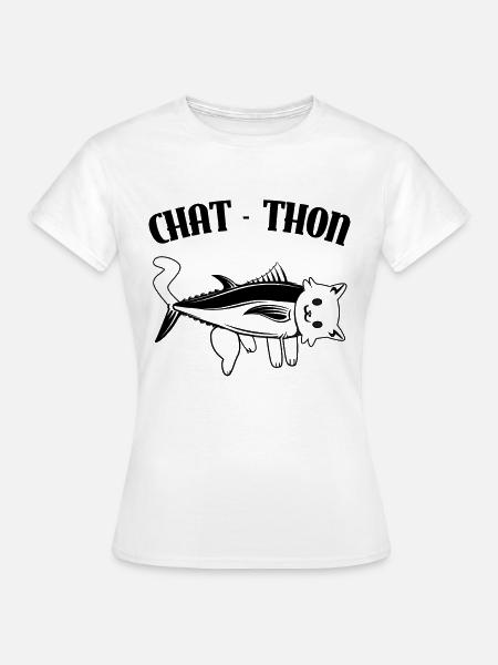 Chaton Chat - Thon - T-shirt Femme - blanc