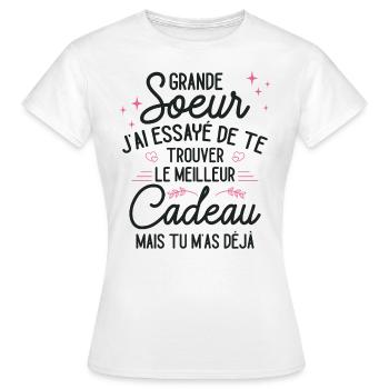 Meilleur Grande Soeur Cadeau Anniversaire Humour - T-shirt Femme - blanc - Devant - AI Model Female 172 dark (172cm)