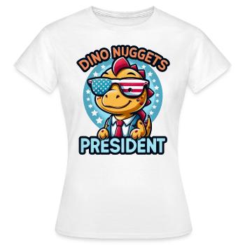 Dino Nuggets Président Américain États-Unis Dinosaure - T-shirt Femme - blanc - Devant - AI Model Female 172 dark (172cm)