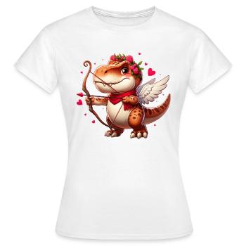 Cupidon T-Rex Saint Valentin dinosaure amour flèche - T-shirt Femme - blanc - Devant - AI Model Female 172 dark (172cm)