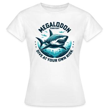 Megalodon Territory Alert | Ocean Shark Diving - Women's T-Shirt - white - Front - AI Model Female 172 dark (172cm)