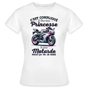 Prinzessin Biker Humor Geschenk für Ehefrau Motorrad - Frauen T-Shirt - Weiß - Vorne - AI Model Female 172 dark (172cm)