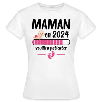 Cadeau Maman Annonce Grossesse Future Maman 2024 - T-shirt Femme - blanc - Devant - AI Model Female 172 dark (172cm)