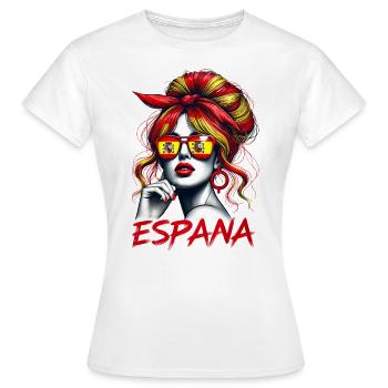 Spain Woman Bun Spanish Flag Proud Girl - Women's T-Shirt - white - Front - AI Model Female 172 dark (172cm)