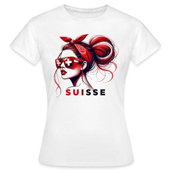 Schweizer Frauen Brötchen Fahne Stolz Für Mädchen - Frauen T-Shirt - Weiß - Vorne - AI Model Female 172 dark (172cm)