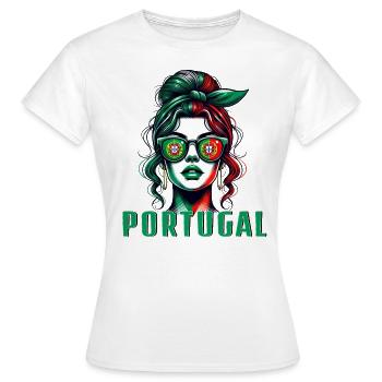 Portugal Frau Dutt Portugiesische Flagge Stolz - Frauen T-Shirt - Weiß - Vorne - AI Model Female 172 dark (172cm)