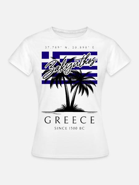 Zakynthos Palmen Flagge Reise Souvenir - Frauen T-Shirt - Weiß