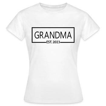 Grand-mère Est. 2023, Grand-mère en devenir, Révélation de grossesse - T-shirt Femme - blanc - Devant - AI Model Female 172 dark (172cm)