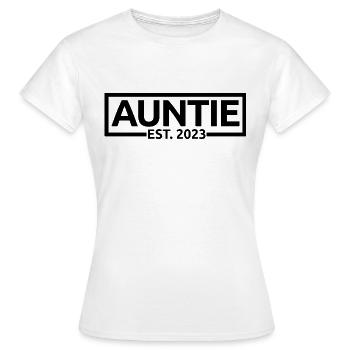 Auntie Est. 2023, Auntie To Be, Révélation de grossesse - T-shirt Femme - blanc - Devant - AI Model Female 172 dark (172cm)