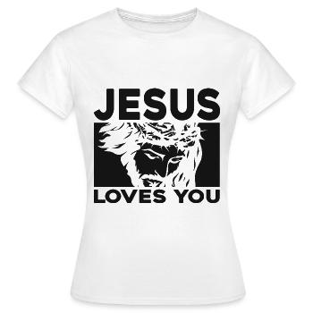 Jésus vous aime - T-shirt Femme - blanc - Devant - AI Model Female 172 dark (172cm)