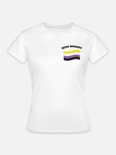 NON BINARY FLAGGE Brusttasche - Frauen T-Shirt - Weiß