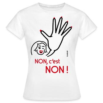 Non, C’Est Non ! (Non Signifie Non ! Friendly 2C) - T-shirt Femme - blanc - Devant - AI Model Female 172 dark (172cm)