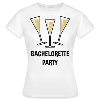 Bachelorette Party (Sektgläser Trichter Zu / 2C) - Frauen T-Shirt - Weiß - Vorne - AI Model Female 172 dark (172cm)