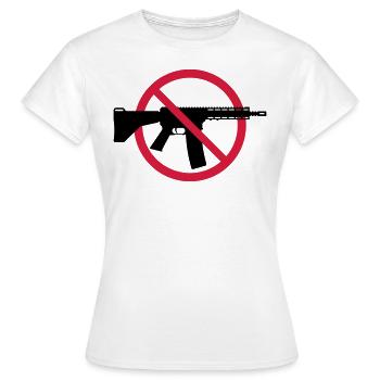 Interdiction des armes Boucliers d’interdiction (Pas d’armes Peace) 2C - T-shirt Femme - blanc - Devant - AI Model Female 172 dark (172cm)