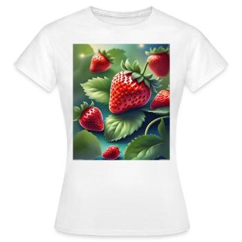 Ein Haufen frisch gepflückter Erdbeeren - Frauen T-Shirt - Weiß - Vorne - AI Model Female 172 dark (172cm)