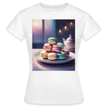 Un tas de macarons français - T-shirt Femme - blanc - Devant - AI Model Female 172 dark (172cm)