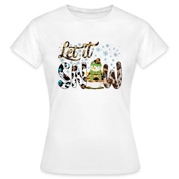 Weihnachten Schneemann, Lass es schneien, Schneemann Geschenk - Frauen T-Shirt - Weiß - Vorne - AI Model Female 172 dark (172cm)