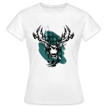 Hirschkopf schwarz - Frauen T-Shirt - Weiß - Vorne - AI Model Female 172 dark (172cm)