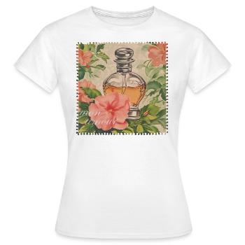 Vintage Postage Stamp Perfume - Women's T-Shirt - white - Front - AI Model Female 172 dark (172cm)