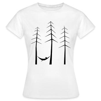 Hängematte im Wald - Frauen T-Shirt - Weiß - Vorne - AI Model Female 172 dark (172cm)