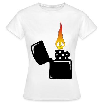 crâne enflammé et briquet noir - T-shirt Femme - blanc - Devant - AI Model Female 172 dark (172cm)