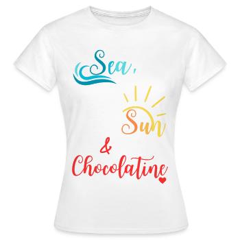 Sea, sun & Chocolatine - Sud-ouest - Pays-basque - T-shirt Femme - blanc - Devant - AI Model Female 172 dark (172cm)