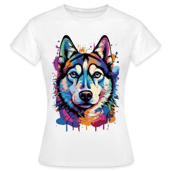 Husky Colorful - Husky Dog - Colorful Husky - T-shirt Femme - blanc - Devant - AI Model Female 172 dark (172cm)