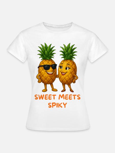 Sweet Meets Spicy Pineapple Duo - Frauen T-Shirt - Weiß