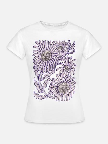 Lila Glättchen-Botanische Strichkunst - Frauen T-Shirt - Weiß