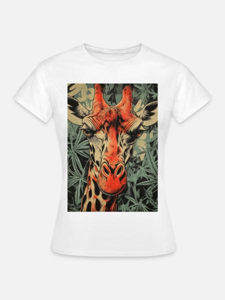 Giraffe im Cannabis-Print - Frauen T-Shirt - Weiß