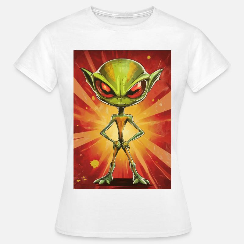 Lille alien i eksplosionslys - Dame-T-shirt - hvid