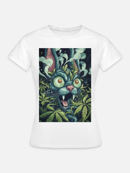 Dschungelkater mit leuchtenden Augen - Frauen T-Shirt - Weiß
