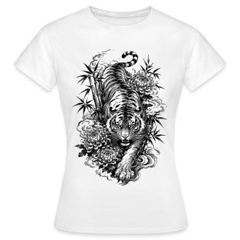 Tigre japonais dans le style tatouage Irezumi - T-shirt Femme - blanc - Devant - AI Model Female 172 dark (172cm)