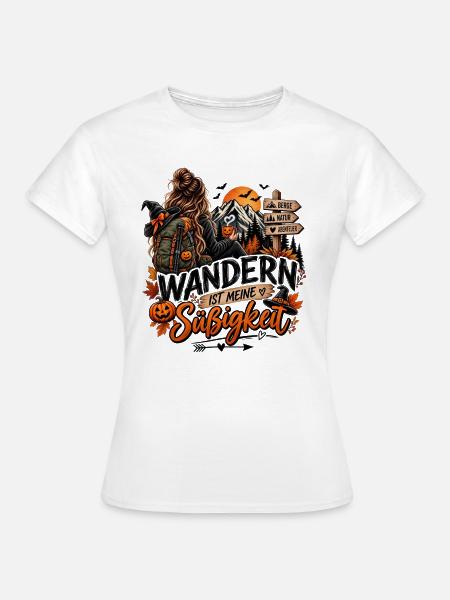 Wandern ist meine Süßigkeit – Halloween - Frauen T-Shirt - Weiß