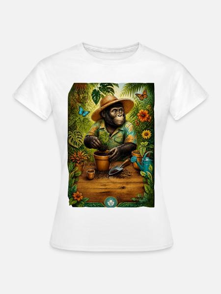 Gärtner-Gorilla liebt Pflanzen - Frauen T-Shirt - Weiß