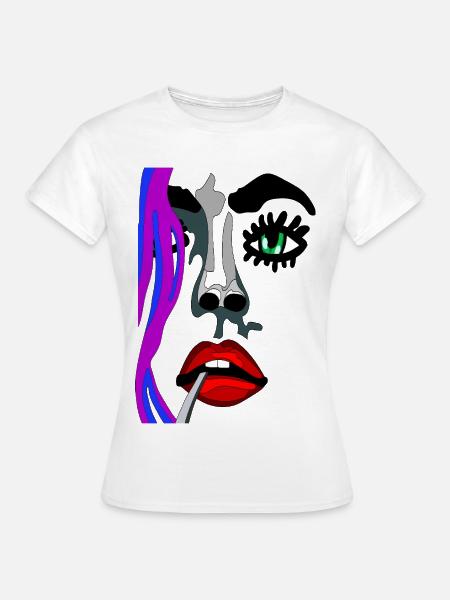 Surreales Farbgesicht Portrait - Frauen T-Shirt - Weiß