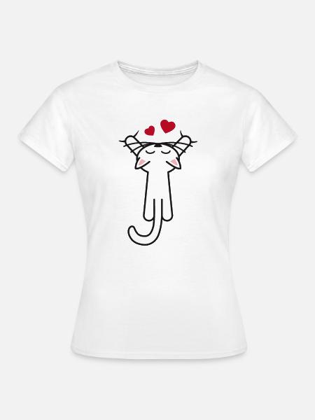 Kitty hanging love - Frauen T-Shirt - Weiß
