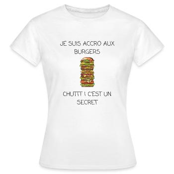 Je suis accro aux burgers - T-shirt Femme - blanc - Devant - AI Model Female 172 dark (172cm)