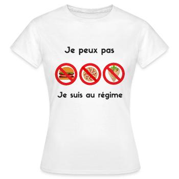 Je peux pas, je suis au régime - T-shirt Femme - blanc - Devant - AI Model Female 172 dark (172cm)