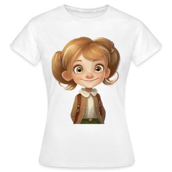 Illustration d’une écolière timide - T-shirt Femme - blanc - Devant - AI Model Female 172 dark (172cm)