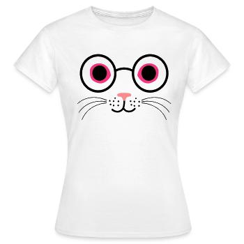 chat lunettes - T-shirt Femme - blanc - Devant - AI Model Female 172 dark (172cm)
