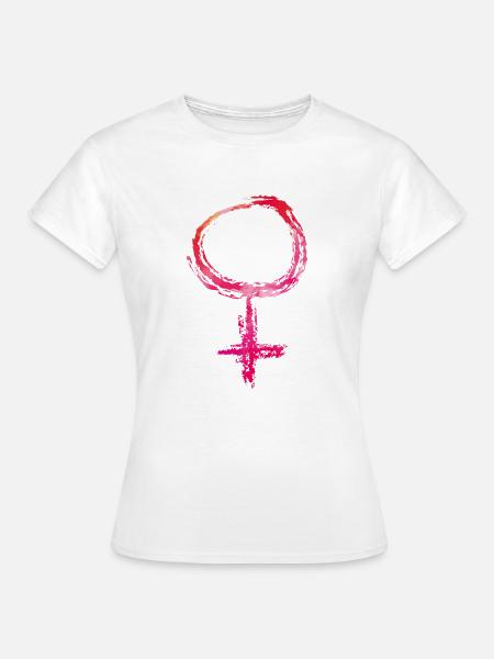 Dziewczyna żeński symbol kolorowy - Dame-T-shirt - hvid