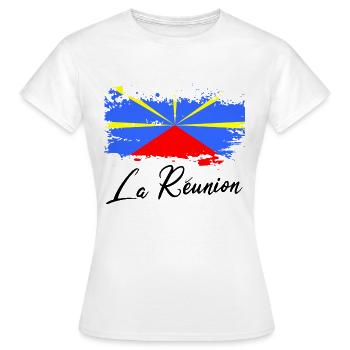 La Réunion Belle île Beau Drapeau Réunionnais - T-shirt Femme - blanc - Devant - AI Model Female 172 dark (172cm)