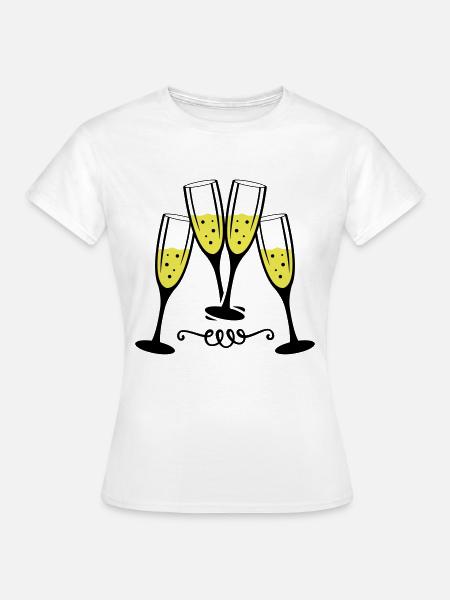 sekt glas anstossen - Frauen T-Shirt - Weiß