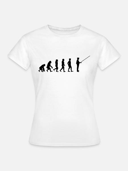 Evolution Angler - Frauen T-Shirt - Weiß
