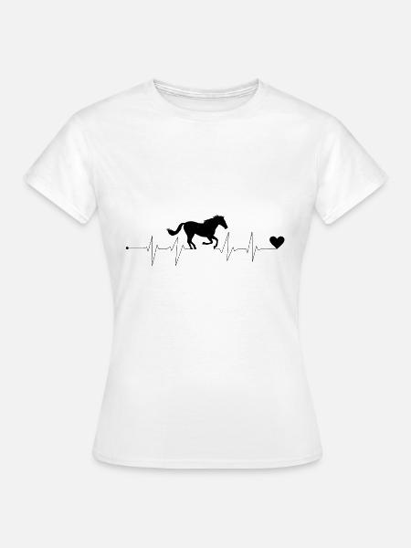 Heartbeat Pferd Reiten Reiterin Herz Mädchen Frau - Frauen T-Shirt - Weiß